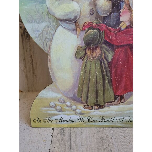 Vintage wooden Snowman Victorian kid building xmas figure decor - Picture 2 of 6